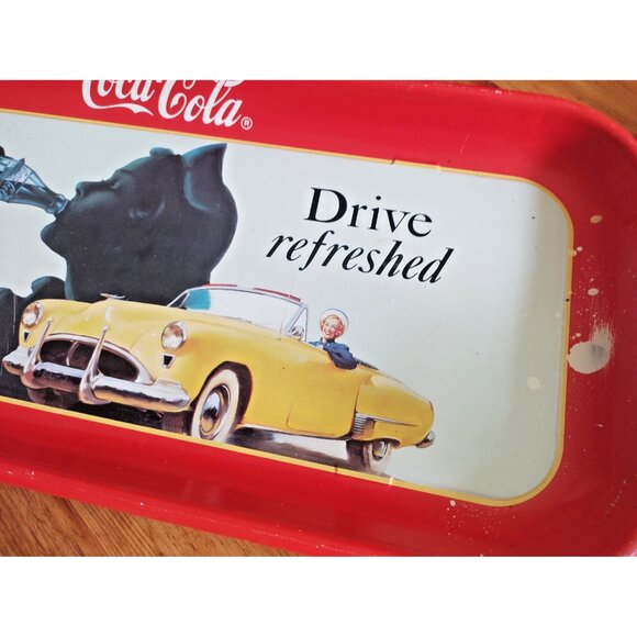 Two Vintage Coca Cola Trays "Drive Refreshed" & "Touring Car" 1990 - Picture 3 of 14